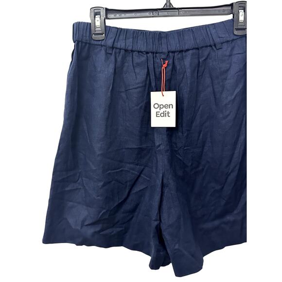 Open Edit Shorts Linen Blend High Rise Comfortable Fit Blue Women's Medium NWT - Picture 5 of 8